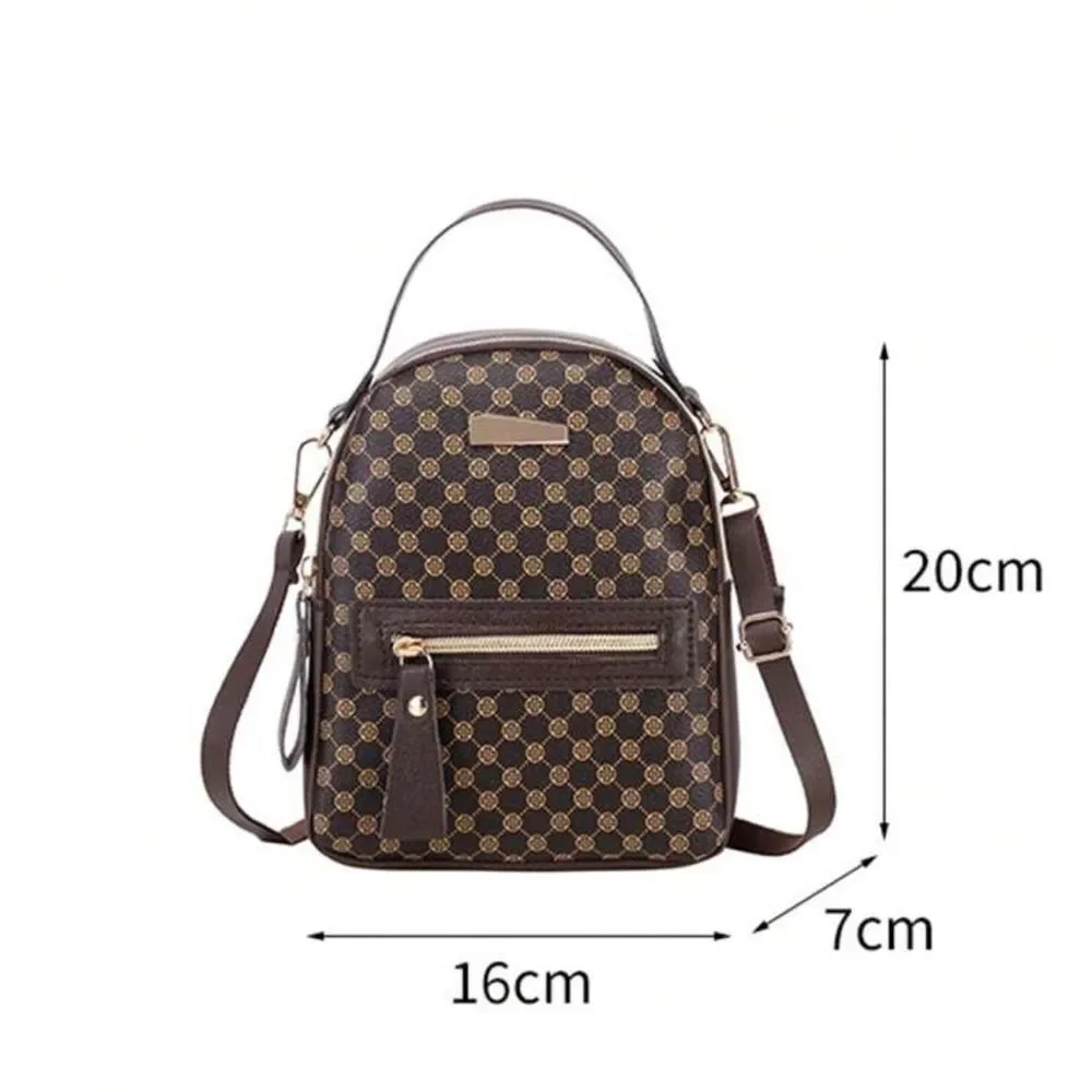 Mini Coffee Brown Backpack – Lightweight PU Leather Bag